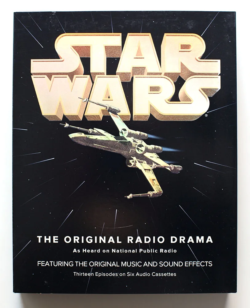 Box set cover for Star Wars: The Original Radio Drama, an X-wing against a starfield below the Star Wars logo