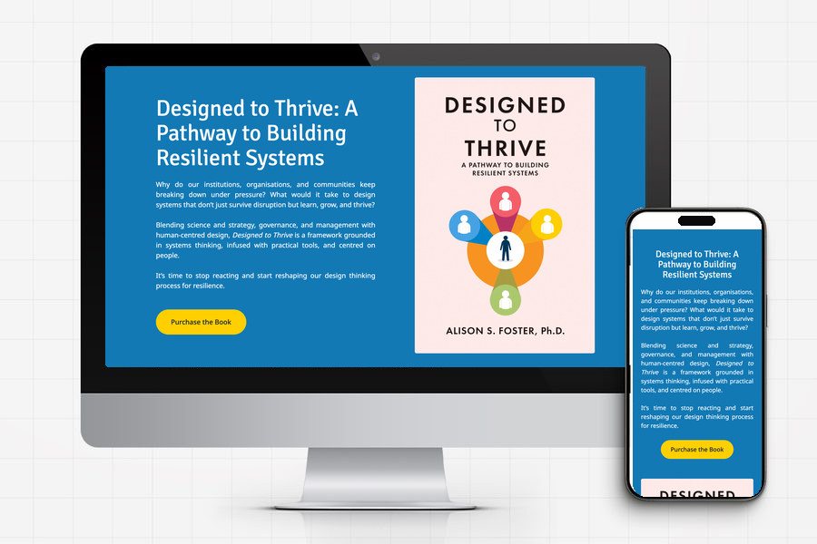 Designed to Thrive: the book landing page, website development for KMA Consulting